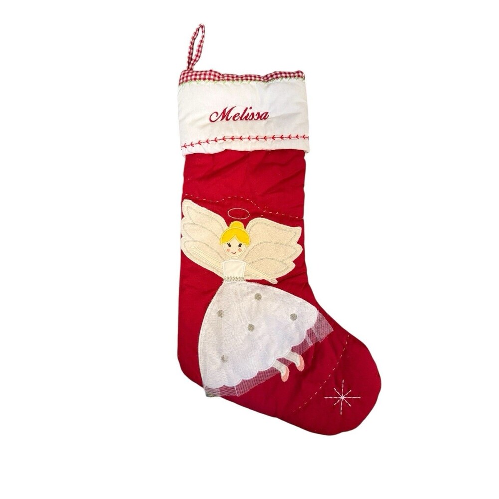 POTTERY BARN KIDS NOELLE BLOND FAIRY CHRISTMAS QUILTED STOCKING Monogram Melissa